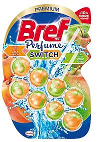 Bref Perfume Switch tuhý WC blok s vôňou broskyne a jablka Juicy Peach & Sweet Apple 2 x 50 g