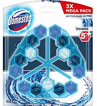 Domestos Power 5+ tuhý WC blok Ocean Active Blue Water 3 x 53 g