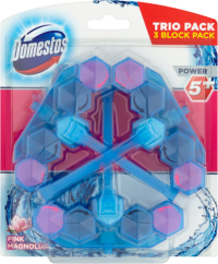 Domestos Power 5+ tuhý WC blok Pink Magnolia Active Blue Water 3 x 53 g