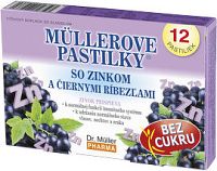 Dr. Müller Müllerove Pastilky SO ZINKOM A ČIERNYMI RÍBEZĽAMI Bez cukru 12 ks