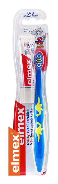 Elmex Výučbová zubná kefka 0- 3 roky+zubná pasta 12 ml