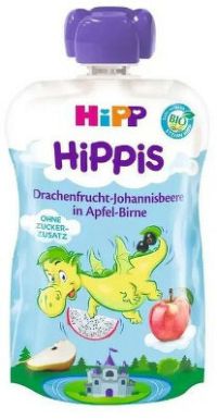 HiPP Bio Hippies Jablko-Hruška-Dračie ovocie-Čierne ríbezle 100 g