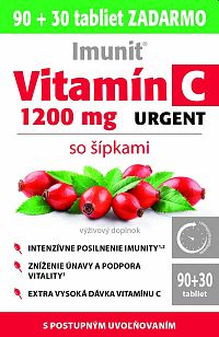 Imunit Vitamín C 1200 mg Urgent so šípkami Imunit 90+30 zadarmo