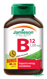 Jamieson Vitamín B12 1200 μg s postupným uvoľňovaním 80 tabliet