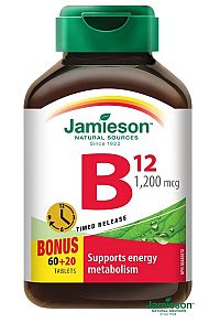 Jamieson Vitamín B12 metylkobalamín 1200 μg s postupným uvoľňovaním 80 tbl. 80 tabliet