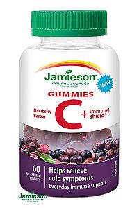 Jamieson Vitamin C+Immune Shield Gummies s príchuťou bazy 60 ks