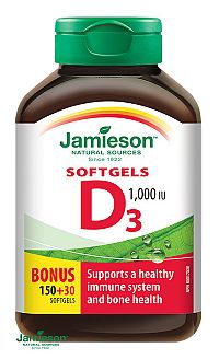 Jamieson Vitamín D3 1000IU 180 tabliet