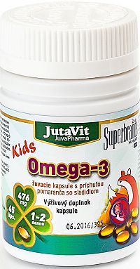 JutaVit Omega-3 kids s pomarančovou príchuťou 45 kapsúl