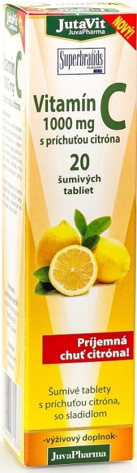 JutaVit Vitamín C 1000 mg s príchuťou citróna so sladidlom 20 šumivých tabliet