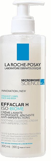 LA ROCHE-POSAY Effaclar h iso-biome krém proti nedokonalostiam pleti s pumpičkou 390 ml