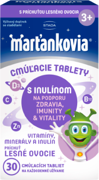 Marťankovia s inulínom cmúľacie tablety príchuť lesné ovocie 30 ks