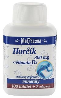 MedPharma Horčík 300 mg + Vitamín D3 107 tabliet