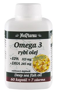 MedPharma Omega 3 Rybí olej Forte EPA + DHA 60+7 tabliet