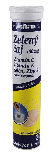 MedPharma Zelený čaj 100 mg E + Se + Zn 20 tabliet
