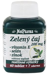 MedPharma Zelený čaj vit.E + Se + Zn 200 mg 67 tabliet
