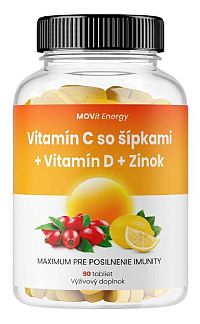MOVit Vitamín C 1200 mg so šípkami + Vitamín D + Zinok Premium 90 tabliet