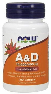 Now Foods Vitamín A + D 10.000/400 IU 100 tabliet