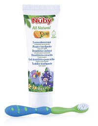 Nuby detská zubná pasta All Natural 45 g a zubná kefka 24m+