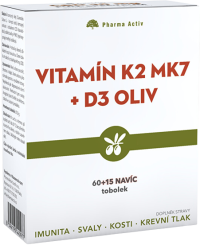 Pharma Activ Vitamín K2 MK7 + D3 OLIV, 75 kapsúl