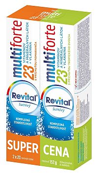 Revital multiforte šumivý DUOPACK s príchuťou pomaranča a tropického ovocia 2 x 20 šumivých tabliet
