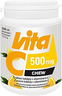 Vitabalans Oy Vita C 500 mg chew Mandarínkovo-pomarančová príchuť 150 tabliet