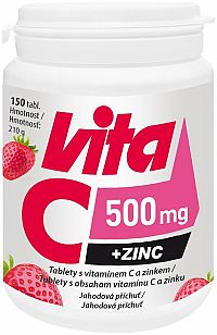 Vitabalans Oy Vita C 500 mg + ZINC na žuvanie Jahoda 150 tabliet