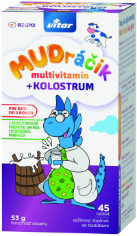 VITAR MUDráčik multivitamín + kolostrum tabliet zmes 3 príchutí 45 ks