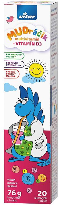 VITAR MUDráčik multivitamín + vitamín D3 20 šumivých tabliet