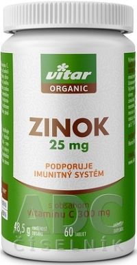 VITAR ORGANIC Zinok 25 mg s obsahom vitamínu C 60 tabliet