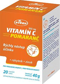 Vitar Vitamin C 300 mg+rakytník+zinek sáčky 20 x 2 g