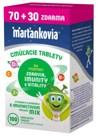 Walmark Marťankovia S Imunactivom cmúľacie tablety, príchuť mix 70+30 tabliet