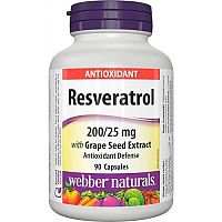 Webber Naturals Resveratrol Extrakt z hroznových jadierok 90 kapsúl