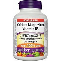 Webber Naturals Vápnik Horčík a Vitamín D3 200 kapsúl