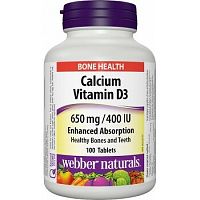 Webber Naturals Vápnik s vitamínom D3 650 mg 100 tabliet