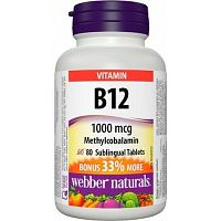 Webber Naturals Vitamín B12 1000 mcg Methylcobalamin 80 tabliet