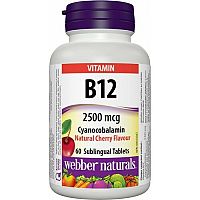 Webber Naturals Vitamín B12 2500 mcg višňa tablety pod jazyk 60 ks