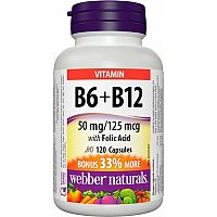 Webber Naturals Vitamín B6 + B12 + kyselina listová 120 tabliet