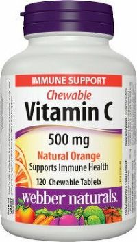 Webber Naturals Vitamín C 500 mg natural orange cmúľacie, 120 ks