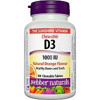Webber Naturals Vitamín D3 1000 IU 180 cmúľacích tabliet