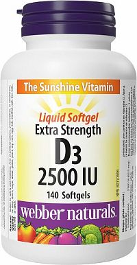 Webber Naturals Vitamín D3 2500 IU 140 mäkkých kapsúl