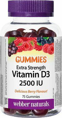 Webber Naturals Vitamín D3 2500 IU GUMMIES, lesné ovocie 75 ks