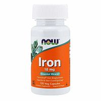 NOW Iron Bisglycinate železo chelát Ferrochel 18 mg 120 kapsúl
