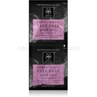 Apivita Express Beauty Pink Clay jemná čistiaca pleťová maska pre okamžité rozjasnenie  2x8 ml