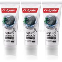 Colgate Natural Extract Charcoal + White bieliaca zubná pasta s aktívnym uhlím 3 x 75 ml