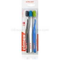 Elmex Swiss Made zubné kefky 3 ks ultra soft Black + White + Blue 3 ks