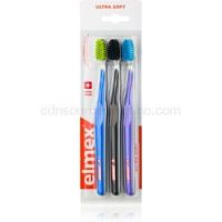 Elmex Swiss Made zubné kefky 3 ks ultra soft Blue + Black + Purple  