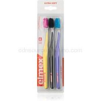 Elmex Swiss Made zubné kefky 3 ks ultra soft Yellow + Black + Purple 3 ks