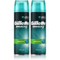 Gillette Mach3 Sensitive gél na holenie s upokojujúcim účinkom pre mužov 2 x 200 ml
