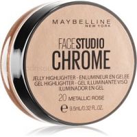 Maybelline Face Studio Chrome Jelly Highlighter gélový rozjasňovač odtieň 20 Metallic Rose 9,5 ml