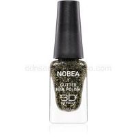 NOBEA Festive trblietavý lak na nechty odtieň 3D Black-gold 10 ml